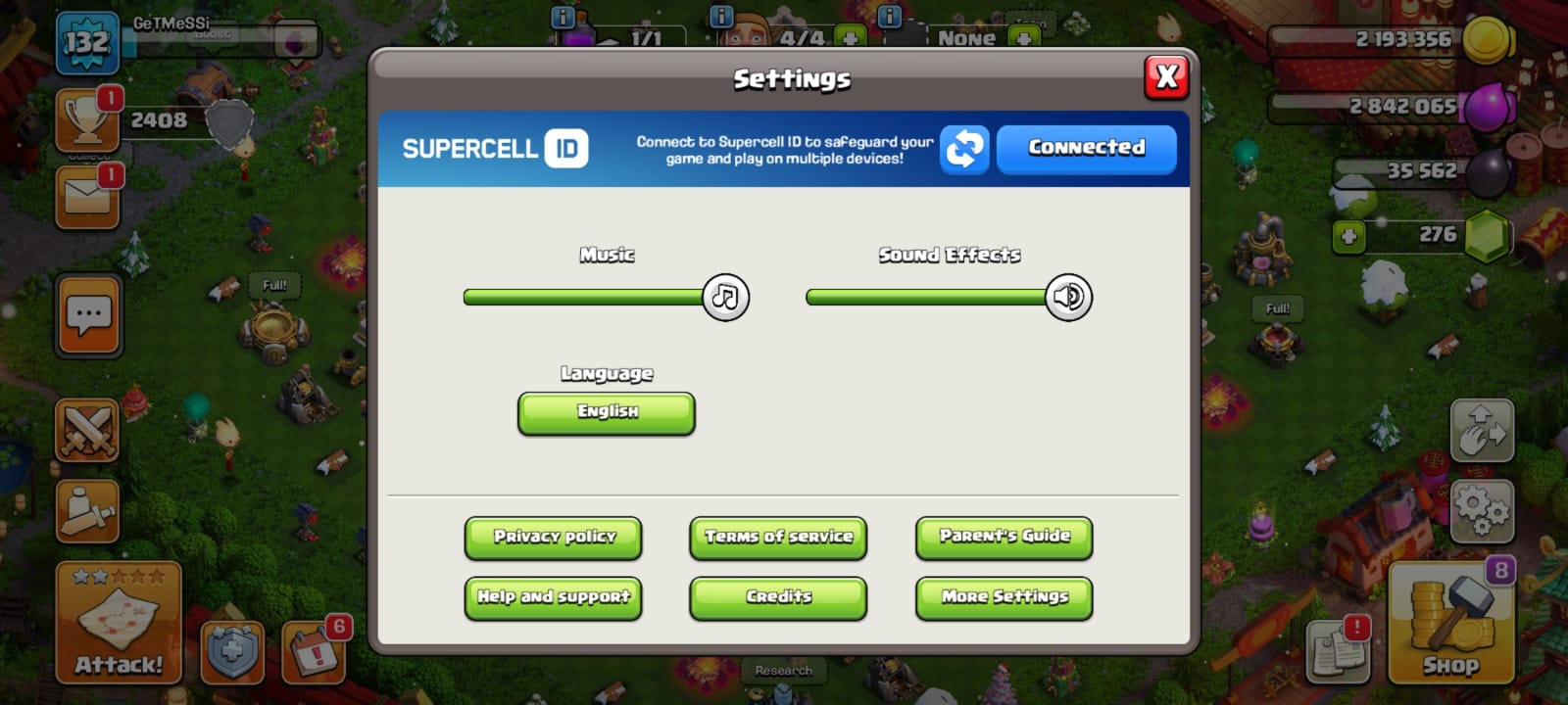 Clash Of Clans Town Hall 13 Level 132 full acount