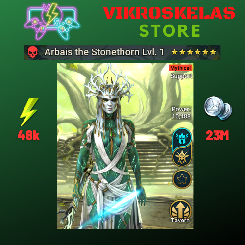 Starter: Eroe mitico - Arbais the Stonethorn: 48k energia / 23 mln monete / Arix + 12 Login Legendari