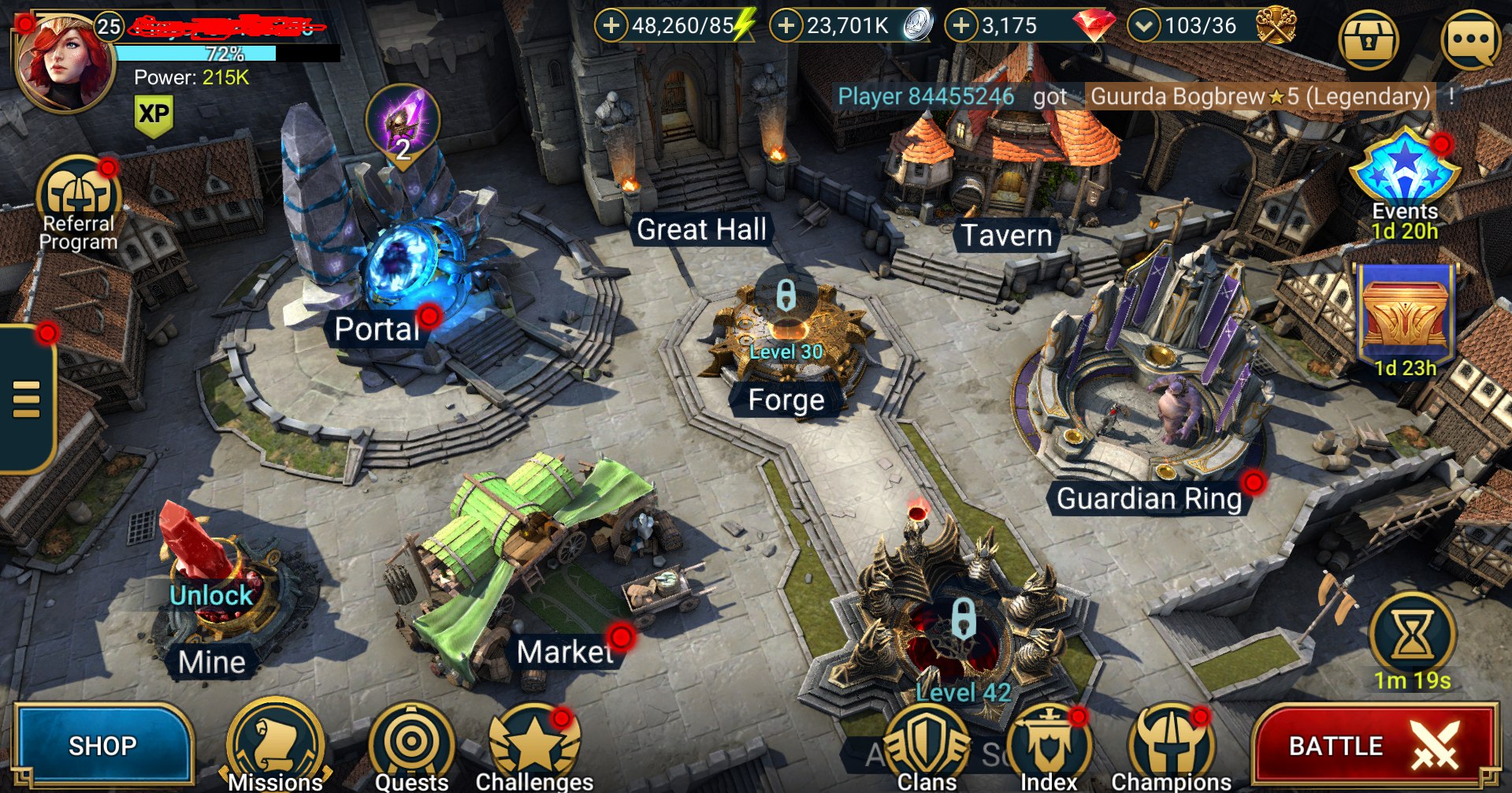 Starter : Mythical Hero - Arbais the Stonethorn : 48k energi / 23 juta koin / Arix + 12 Login Legendaries
