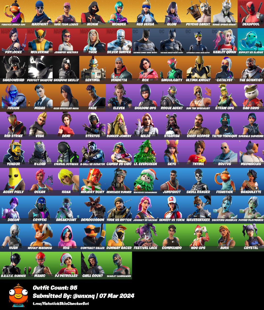 Wonder + IKONIK + Minty + Rogue Spider Knight + Glow + Psycho Bandit ...