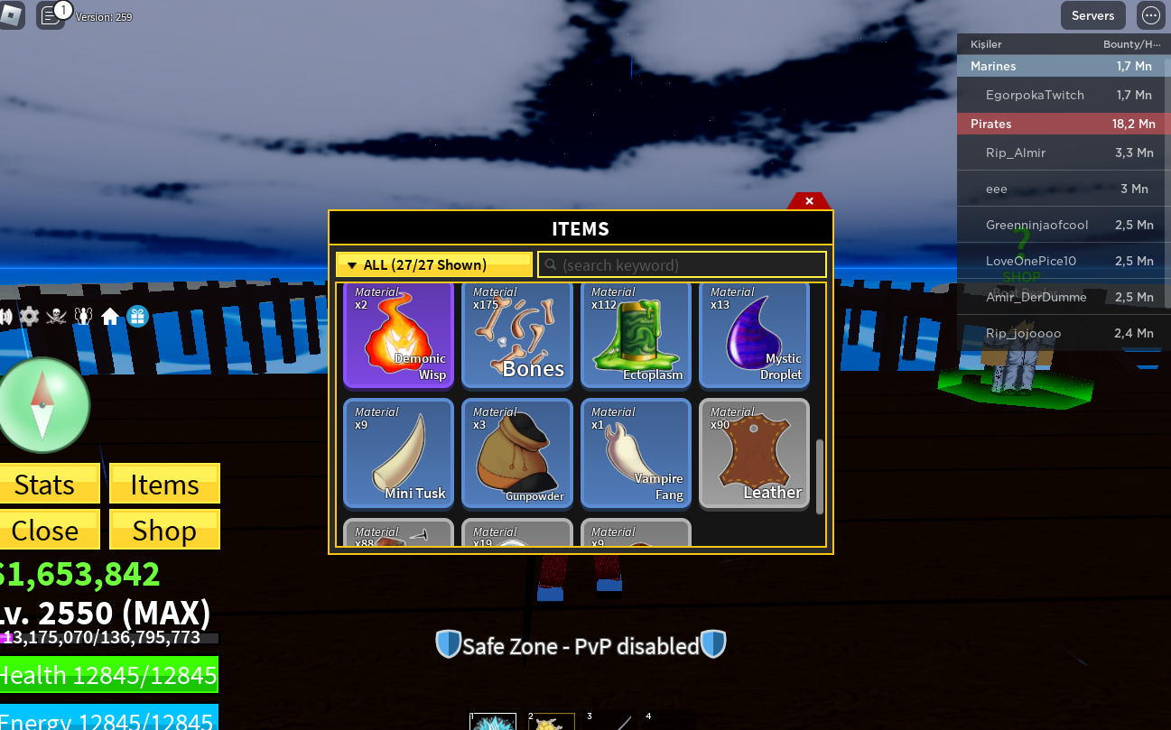 2550 Level 17K Fragments / Blox Fruits / Kitsune in Inventory / 1.6M PELI / UNVERIFIED MAIL / INSTANT DELIVER