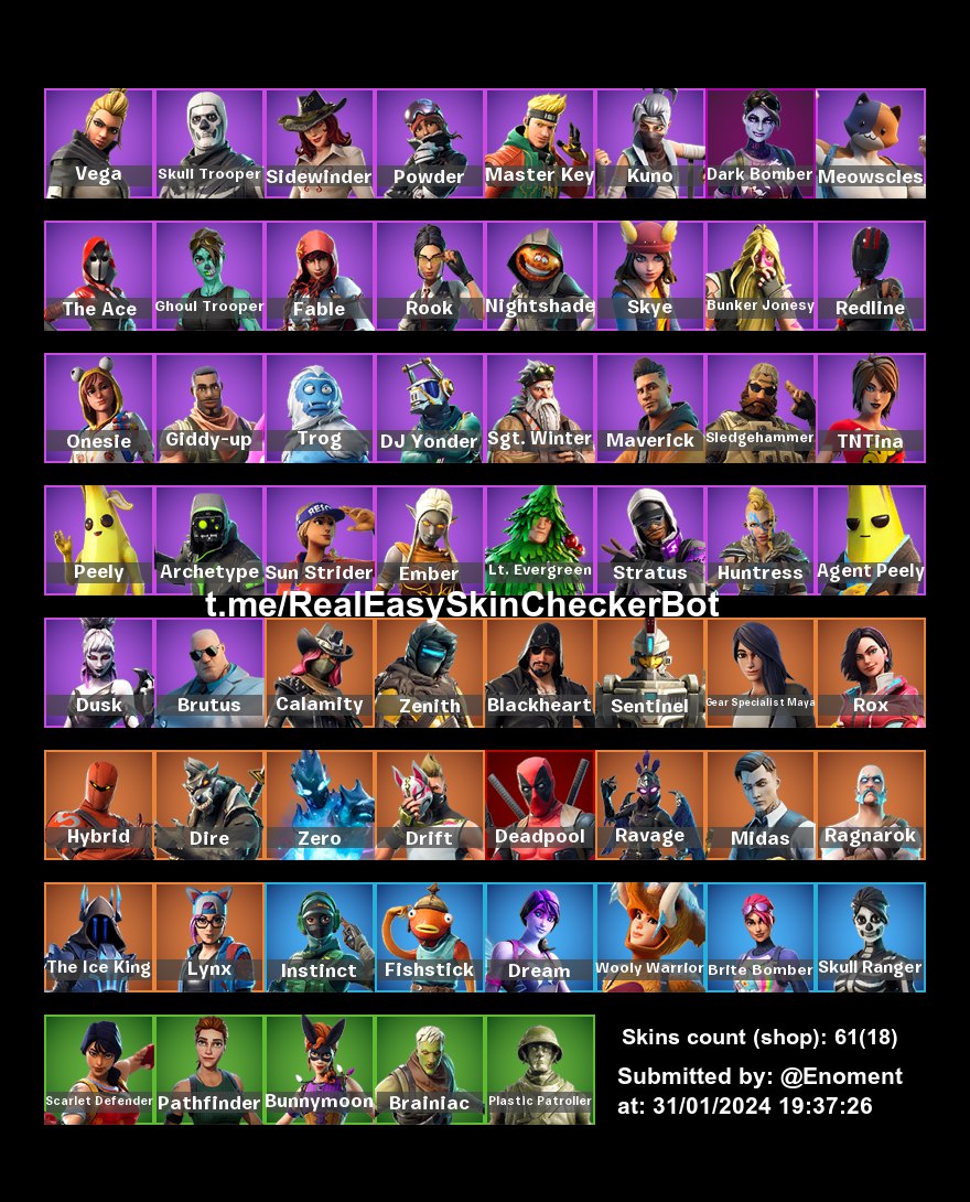 61 SKINS / SKULL TROOPER / GHOUL TROOPER / DARK BOMBER / MIDAS / REAPER ...