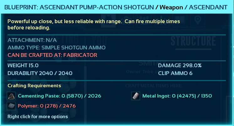 Blueprint: Pump-Action Shotgun Damage 298 -PC PVE official