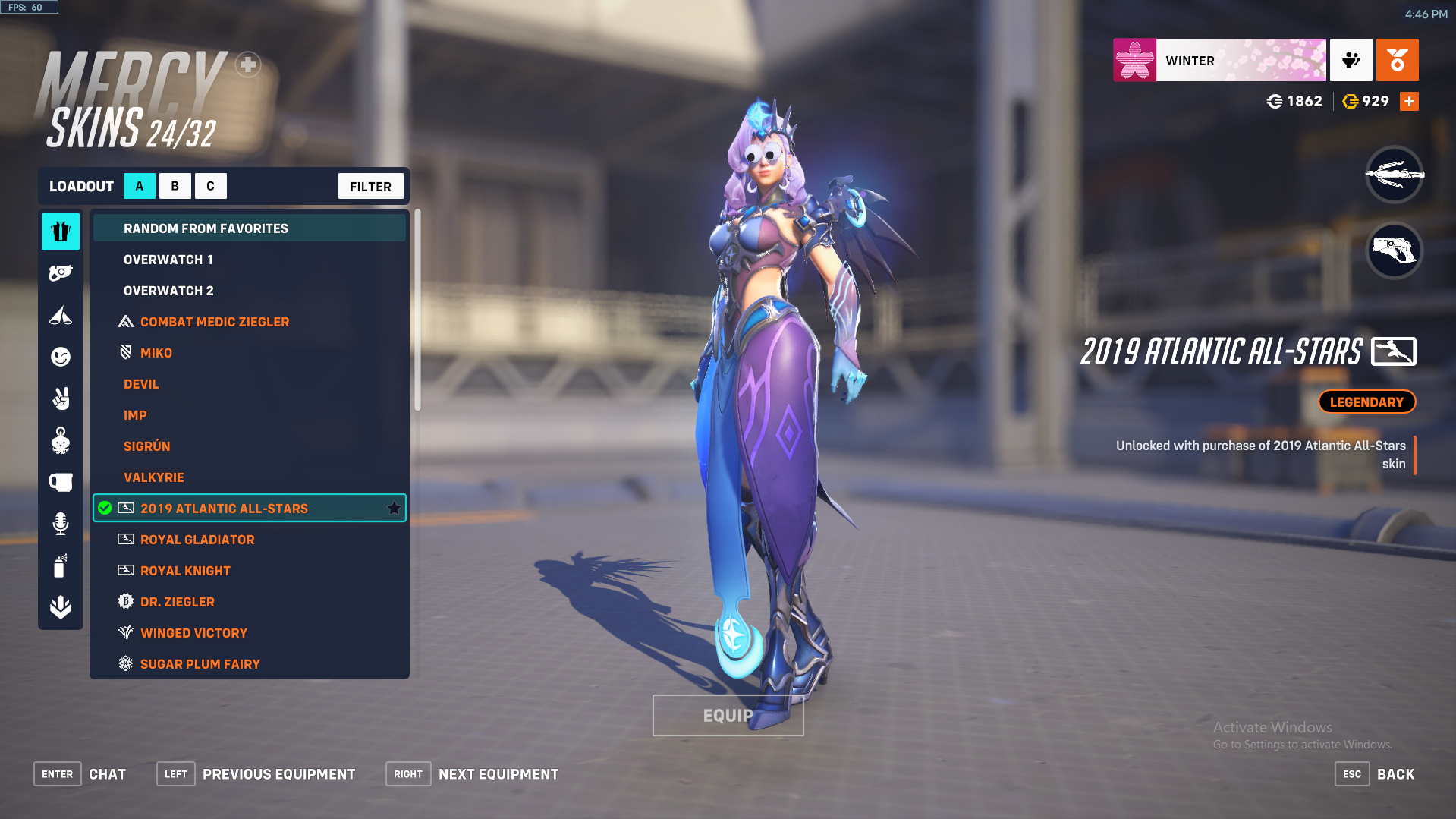 OW1 Acc | 2020 DVA Pacific All Star | 2019 Atlantic Mercy | Widow Atlantic  | 2 Mythic Skin | 3 Golden Gun - iGV