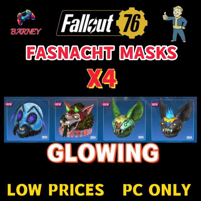 X4 Fasnacht Glowing Masks - Fallout 76 - Fast Deliver - PC Only