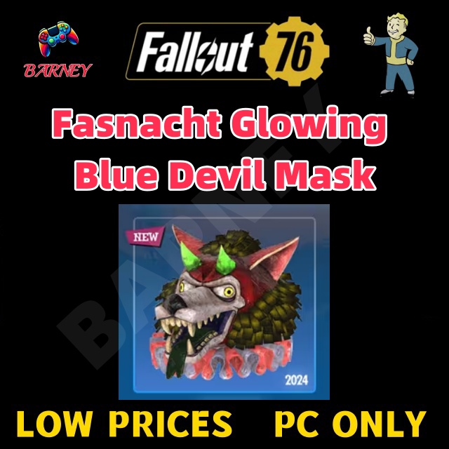 Fasnacht Glowing Blue Devil Mask - Fallout 76 - Fast Deliver - PC Only