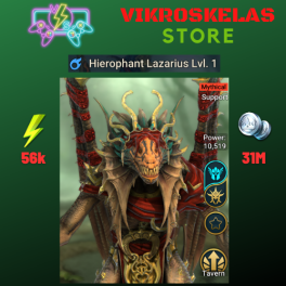 Starter : Mythical Hero - Hierophant Lazarius / 56k energy / 31 mln coins / Arix + 12 Login Legendaries