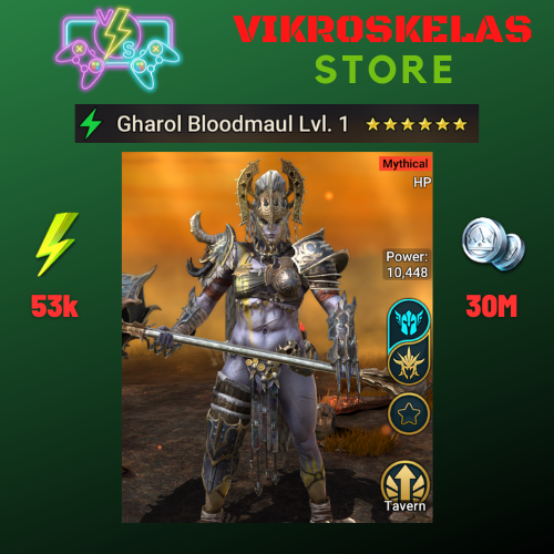 Starter : Mythical Hero - Gharol Bloodmaul / 53k energy / 30 mln coins / Arix + 12 Login Legendaries