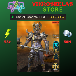 Starter : Mythical Hero - Gharol Bloodmaul / 53k energy / 30 mln coins / Arix + 12 Login Legendaries