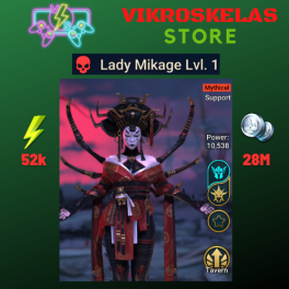 Starter : Mythical Hero - Lady Mikage / 52k energy / 28 mln coins / Arix + 12 Login Legendaries