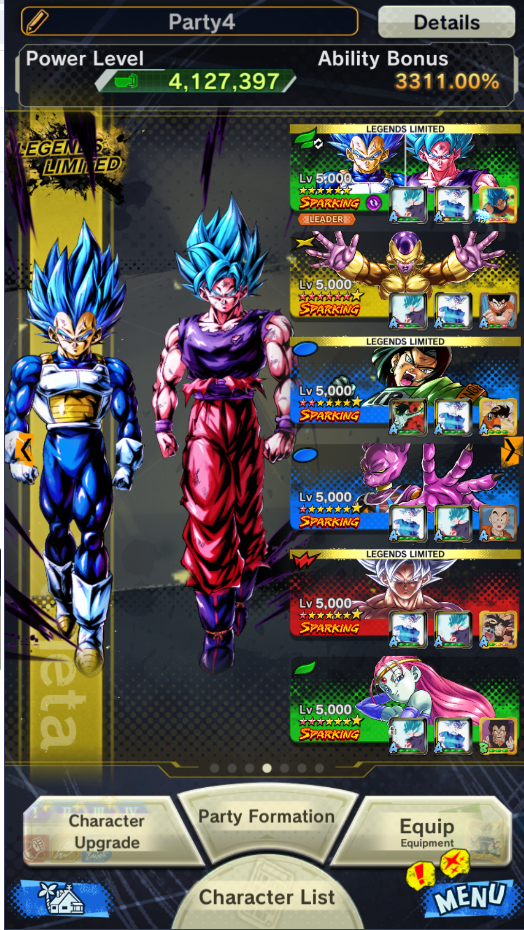 Android+IOS-Vegeta and Goku 7 star-Instinct Goku 8 star-Kyawei 10 star-Zamasu-Golden Freiza 13 star-Android 17 9 star-Kahserah-Good Equi-DR247