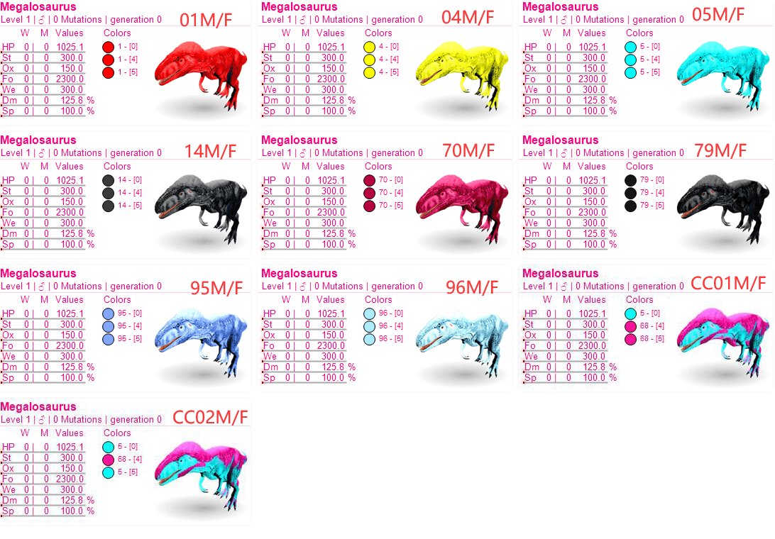 ASA PVE SOLID COLOR MEGALOSAURUS [CLONE] LEVEL 1, MALE OR FEMALE 10 COLORS AVAILABLE