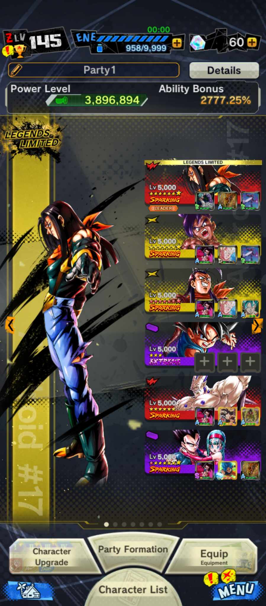 ANDROID, LOGIN BANDAI, 5 legend limited, Android 17 full stars, Soul 10k