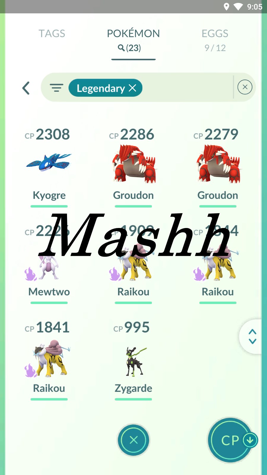 Account Starter with Shiny Primal Kyogre, Hundo Purified Mewtwo and MasterBall