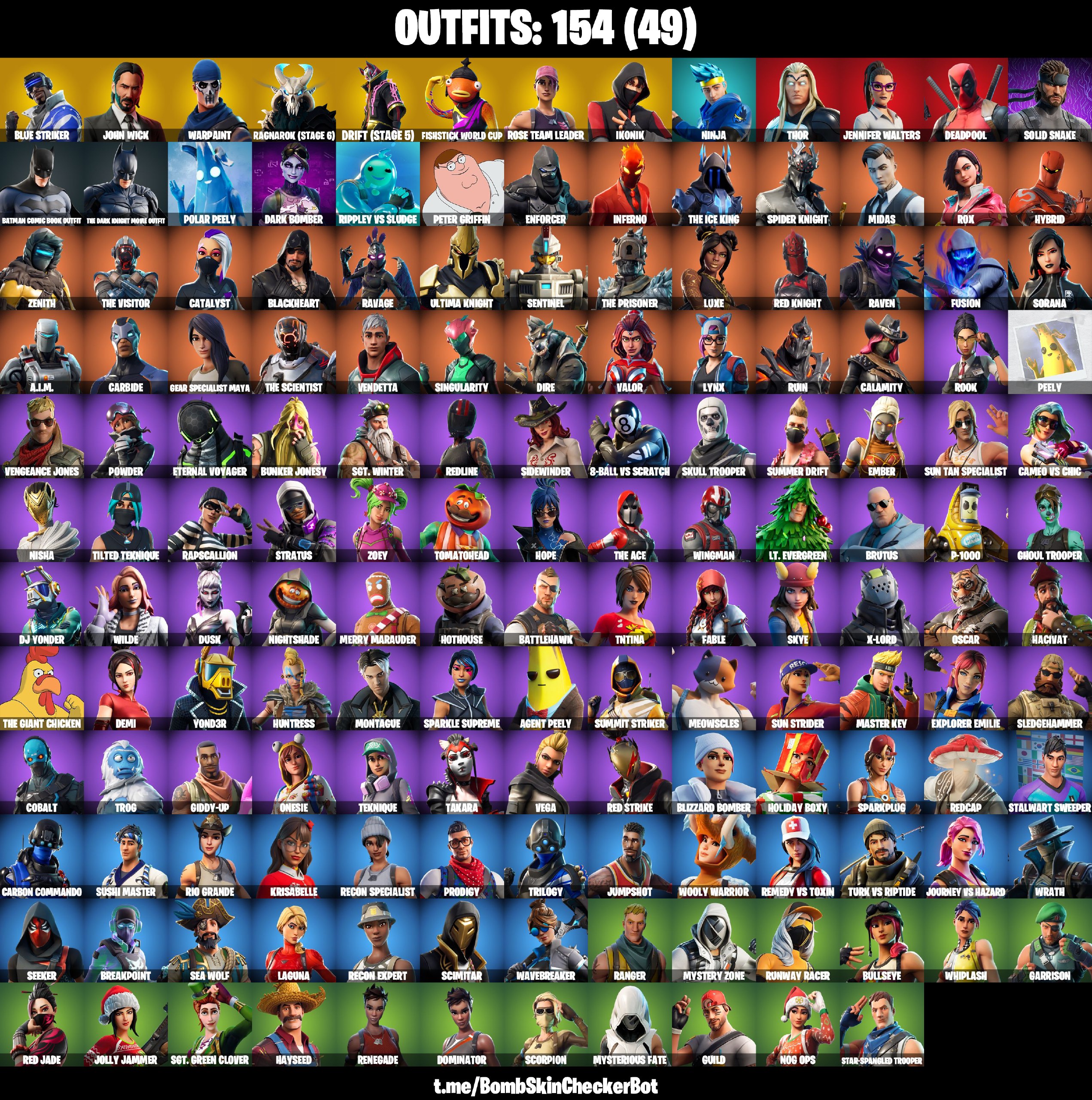 [PC/PSN] 154 SKINS/ IKONIK/ STW/ JOHN WICK/ FISHSTICK WORLD CUP/ REAPER ...