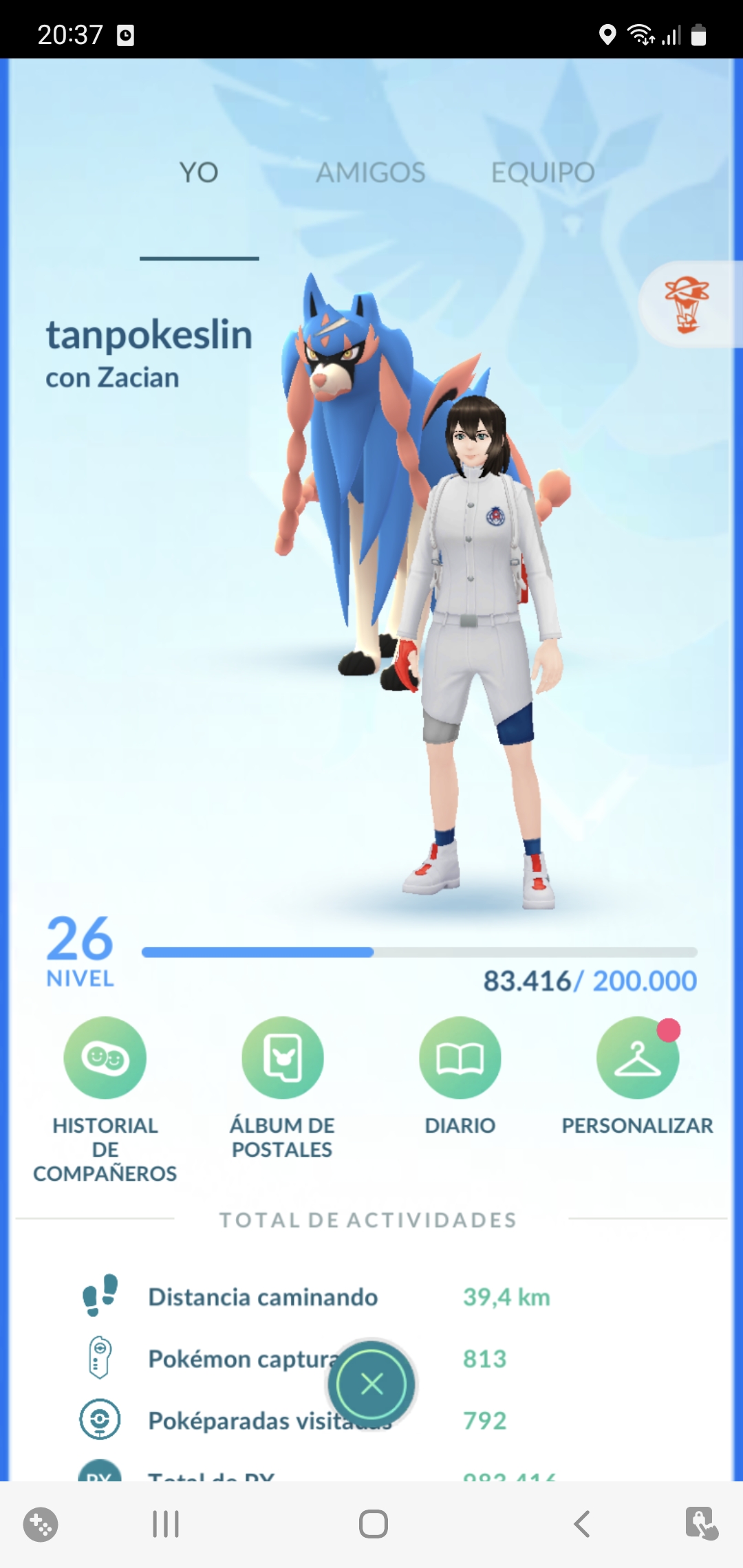Having 31 legendary characters and 1 Lugia Shiny at level 26