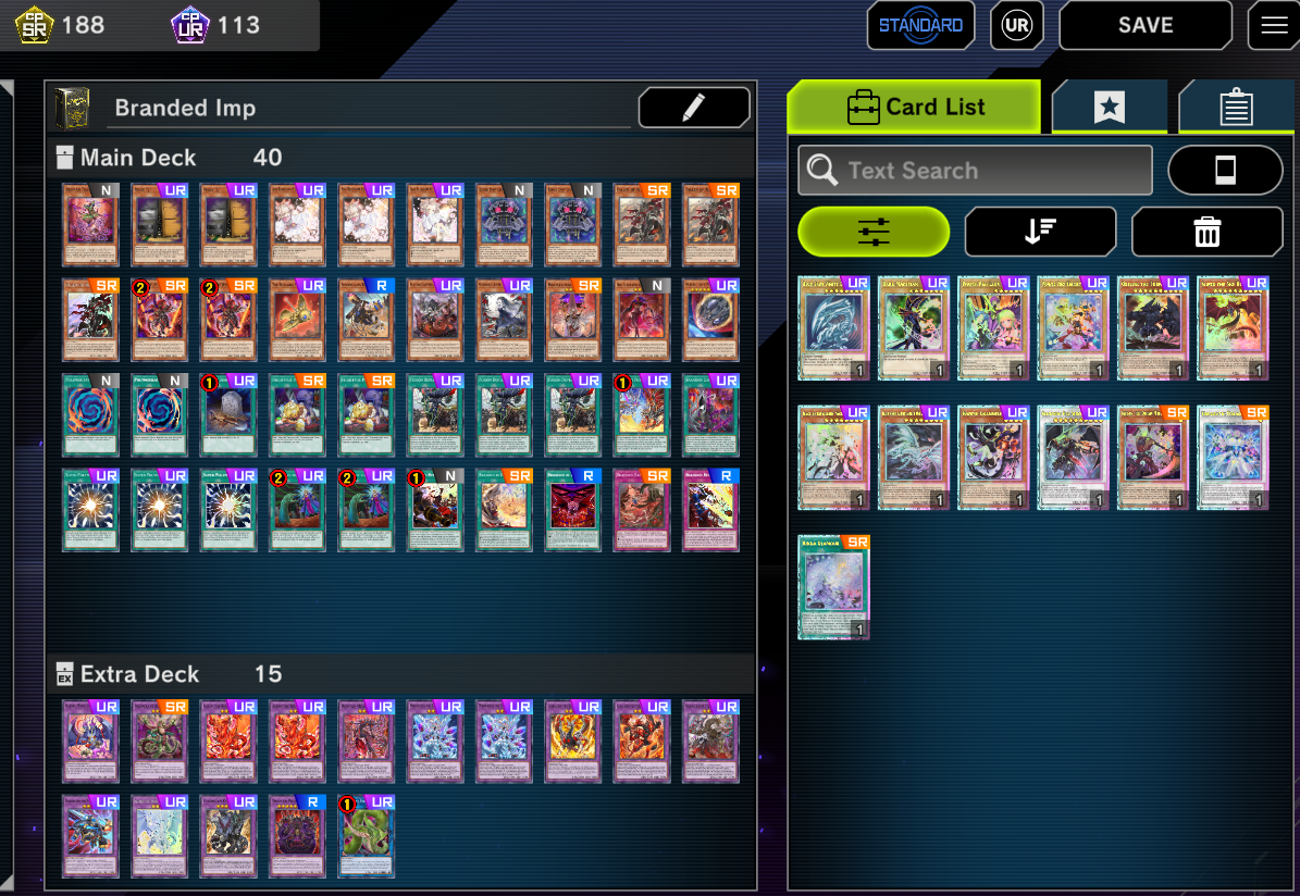 AC159-Lv21-12 Deck (Tearlament-Branded Bystial-Swordsoul-Stun-Cyberdark-Etc)-13 Royale Finish-Gems 1890-CP UR-113-1st and 2nd An