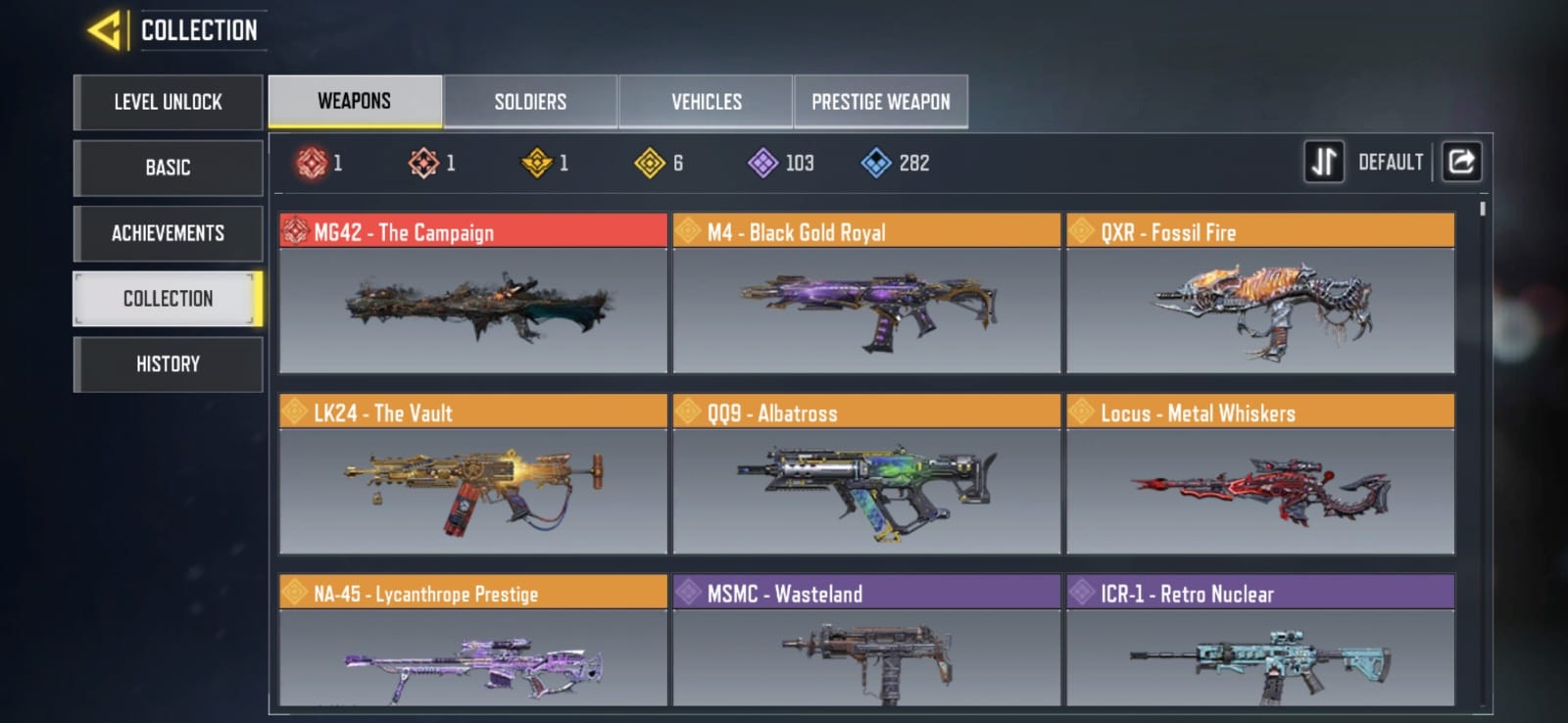 CODM Account with mythic and legendary guns as well as presitge