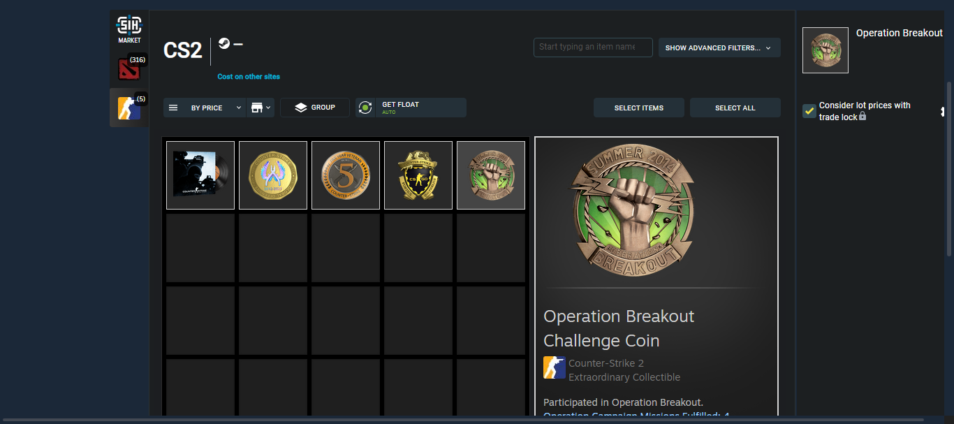 HOT!->Operation Breakout Challenge Coin<-+Last Online 3 year ago+(Global Badge+Loyalty+5 Year MEDALS)+CS2 Prime+NO VAC+151 hours #