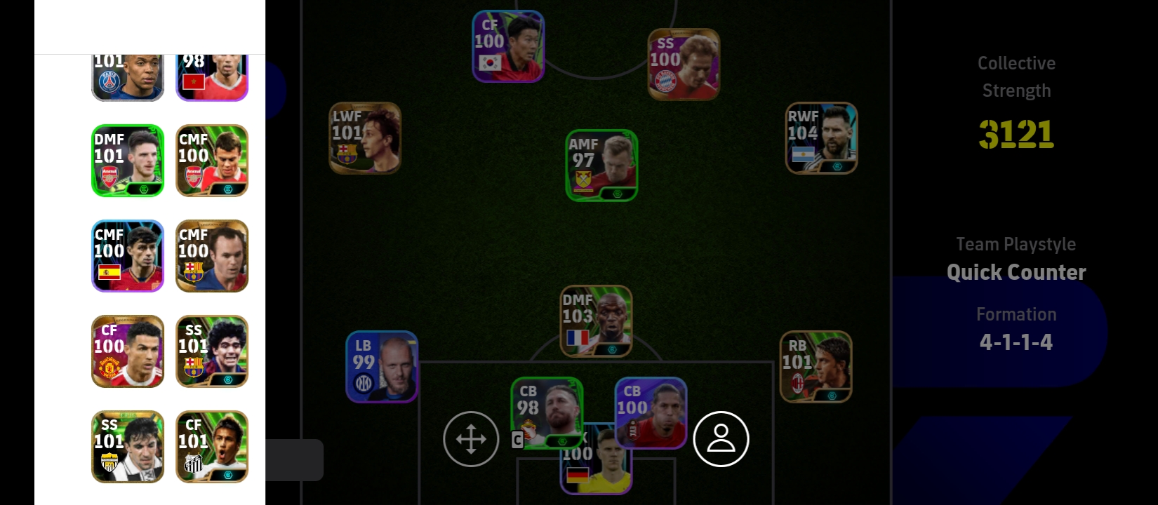 Pes mobile E FOOTBALL account (A wonderful, excellent account full of legendary players (