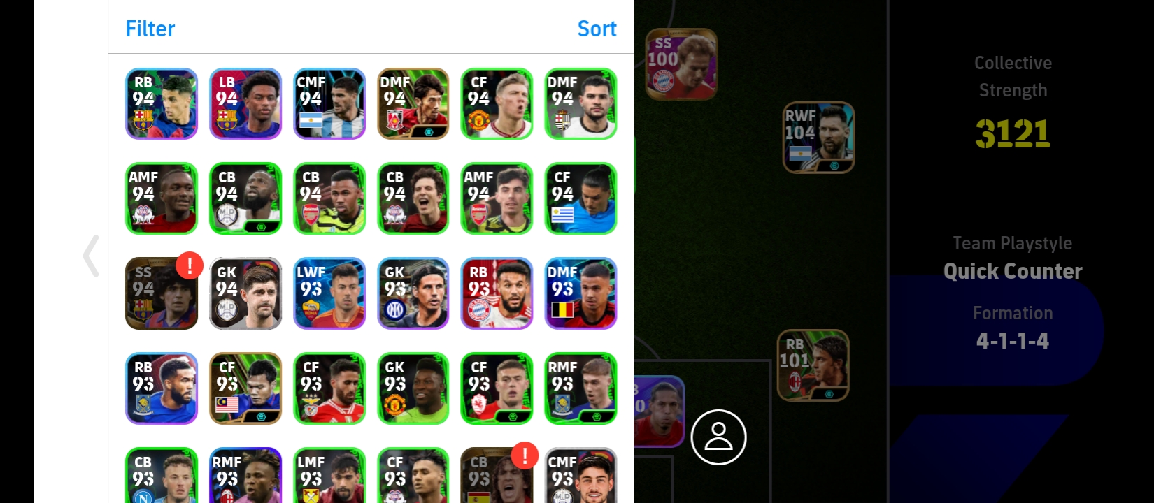 Pes mobile E FOOTBALL account (A wonderful, excellent account full of legendary players (