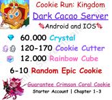 Dark Cacao 60.000 Crystal + Crimson Coral Cookie + 120-170 Cookie Cutter + 12.000 Rainbow Cube + Random 6-10 Epic