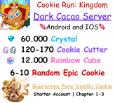 Dark Cacao 60.000 Crystal + Pure Vanilla Cookie + 120-170 Cookie Cutter + 12.000 Rainbow Cube + Random 6-10 Epic