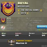 LEVEL - 23 | NAME - ROYAL  l LEAGUE - MASTER 2 | CC - 9 | ENGLISH NAME | WAR LOG - 461  : 374 | AMAZING NAME & LOG | INSTANT DELIVERY