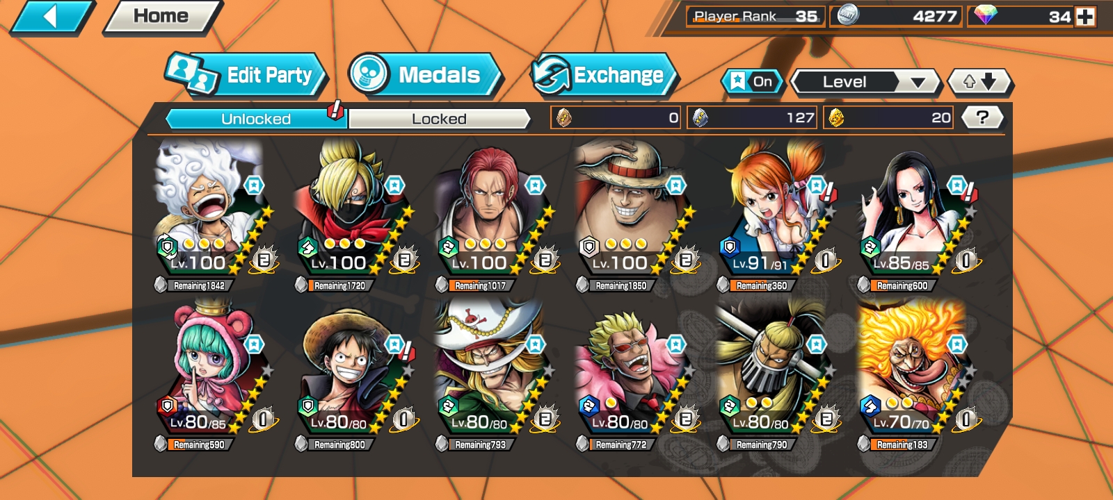 IOS+Android-3 Ex(Luffy G5 max+Shanks Flim Red max-Big Mom)-Good Medal-SP  153%-BF Soba max+Sugar+Doffy+Jack-HP773 - iGV