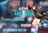 EU / AR48 Hu Tao / 400+ Wishes / 38000+Primogems [UNK] Acquaint Fate 70+ [UNK] Intertwined Fate 58+