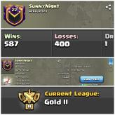 { SunnyNight } -- Lvl-22 -- Clan Capital 5 -- Gold 2 -- Positive Log -- Brilliant and Superb Name And League