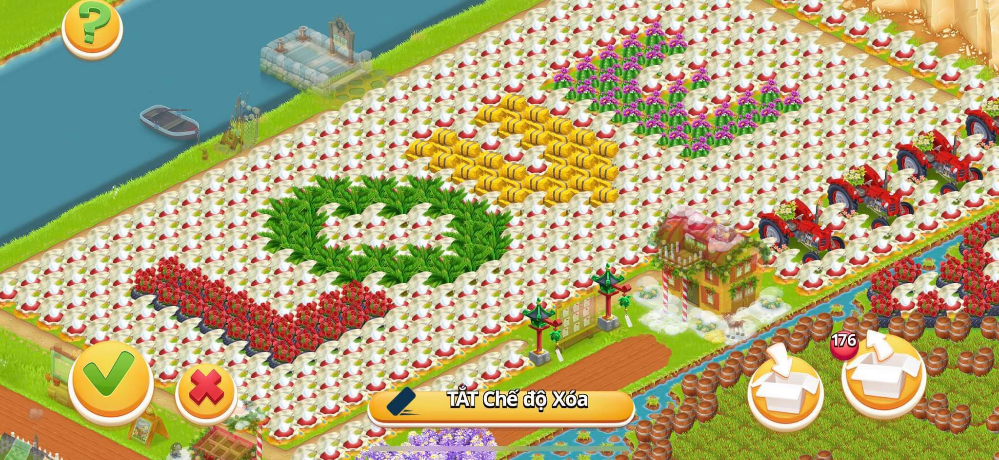 VIP ACC, Level 285 barn 13k750 silo 10k7 - town level 42 - available 410 Pearls - 18,000  - Enough combos of hayday letters, Ferris wheel, 