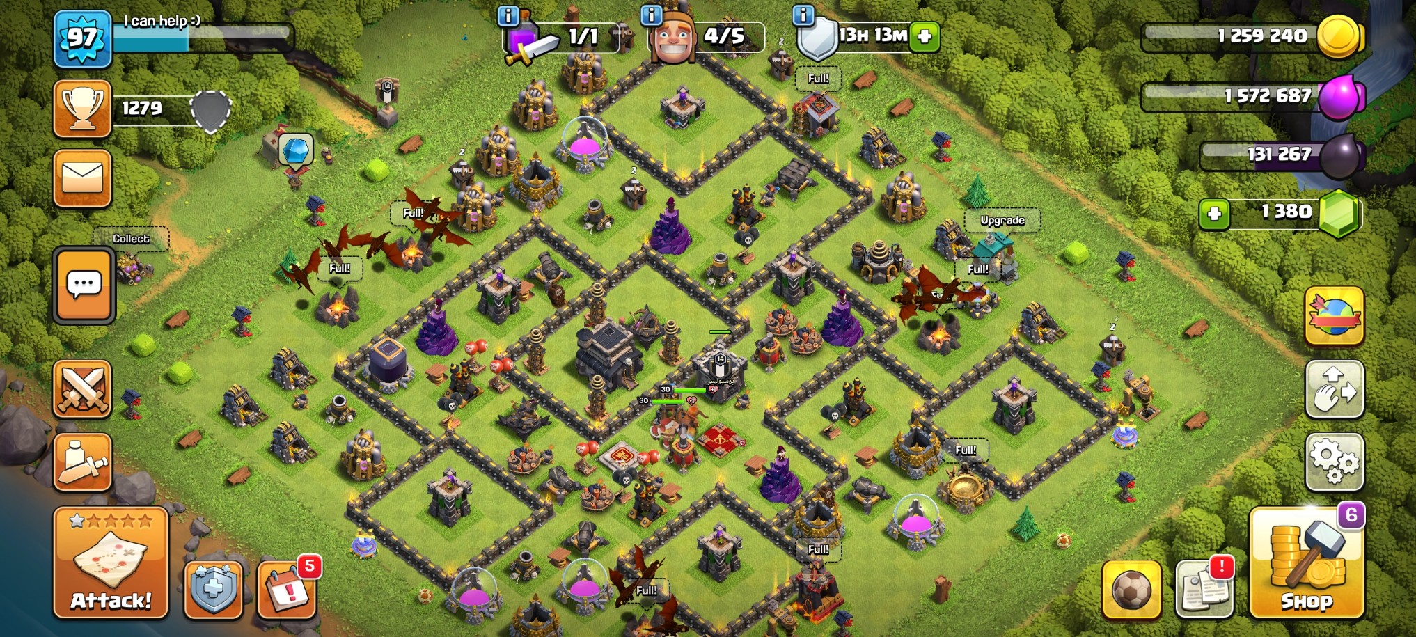 Clash of Clans (Android/iOS) SC ID- [Big Sale] TH 9.Level 97 von Heroes(30/30)