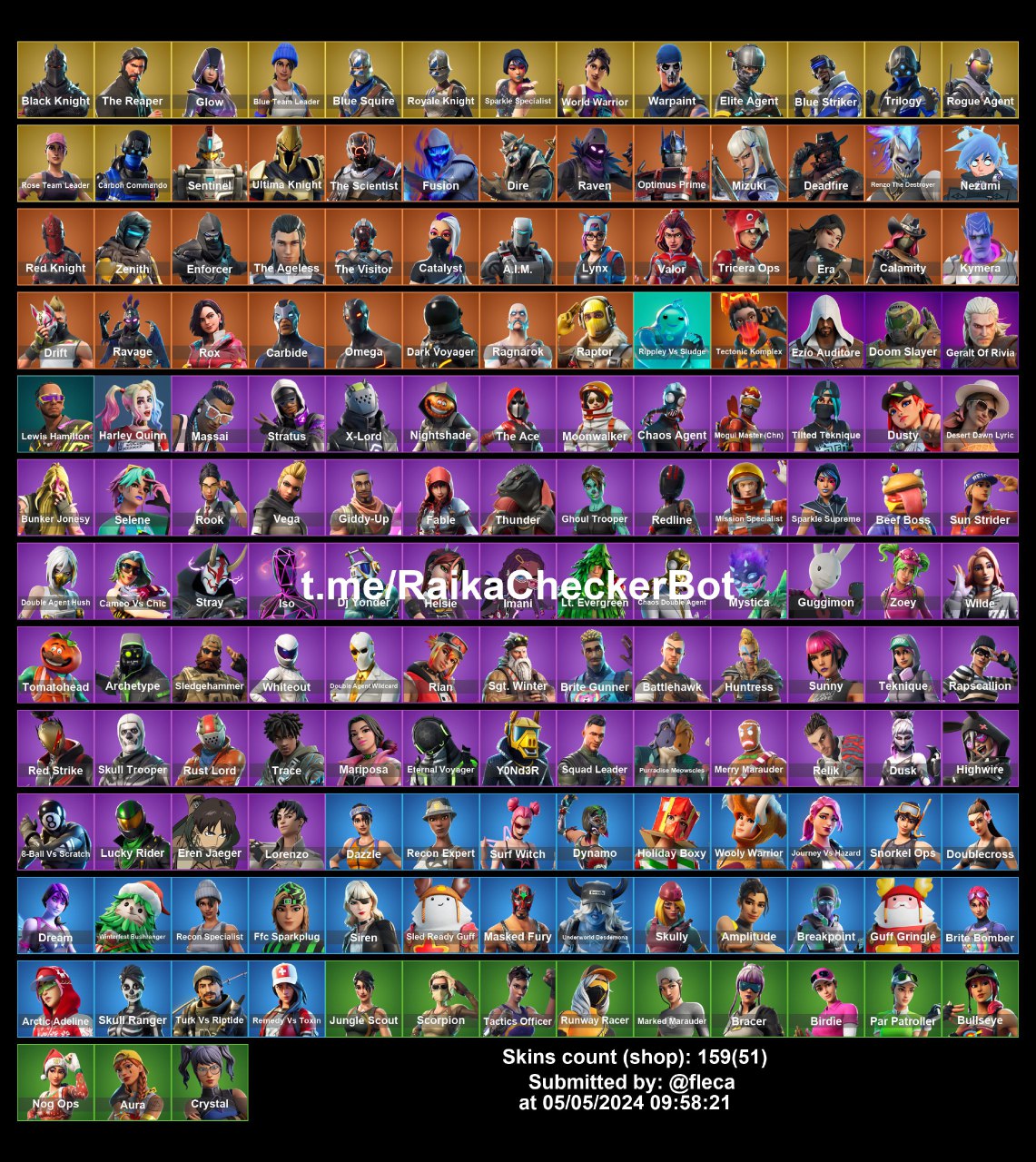 [PC/PSN/NINTENDO] 159 SKINS | OG STW | BLACK KNIGHT | THE REAPER | GLOW | MERRY MINTY AXE | SPARKLE SPECIALIST | ROYALE KNIGHT | 210 VB