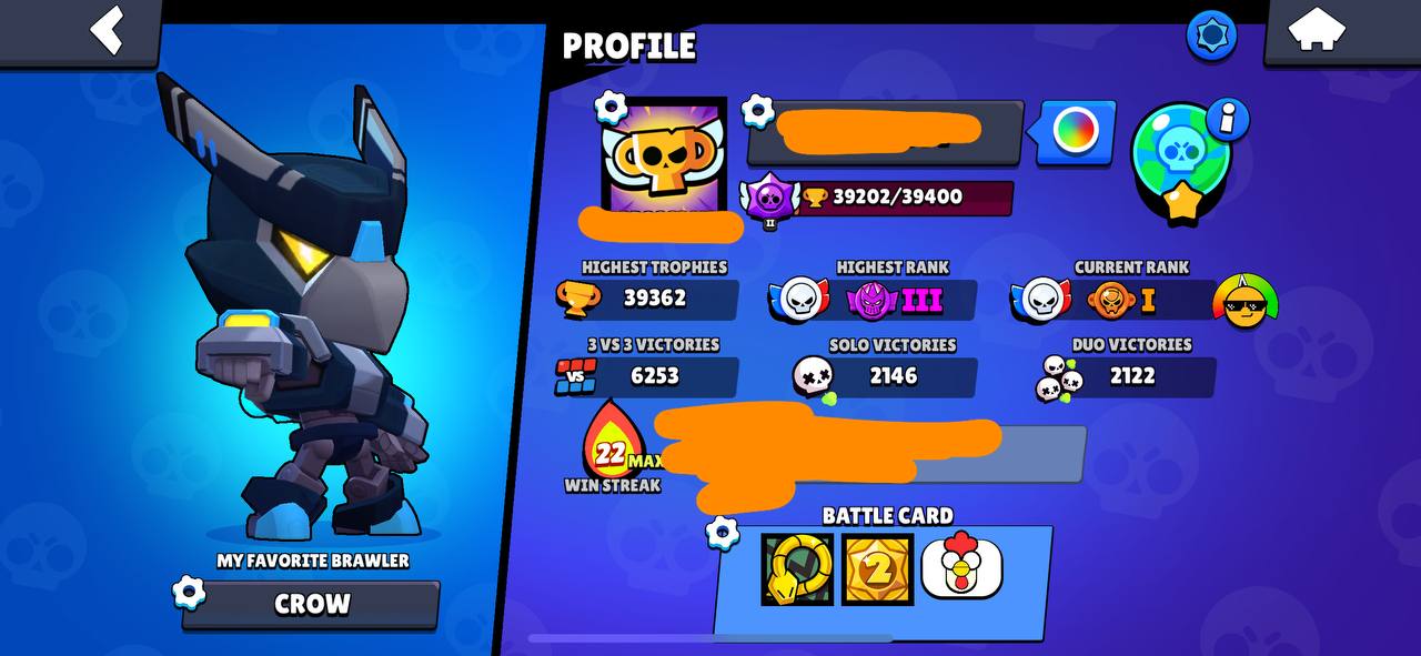 [code 129] 39.5k cups / 76 brawlers / 64 skins / 2 hypercharged / nice pumping (all brawlers 8lvl+) / full access / without other people