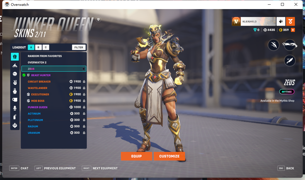 Full Mail Access / 7 Gold weapons / ZEUS  / GENJI /  CYBER DEMON /  MERCY / see the picture / PLS Read Description / 1276