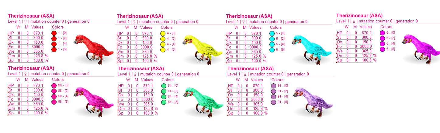ASA PVE LEVEL 1 CLEAN THERIZINOSAUR [CLONE] FEMALE ONLY, 7 COLORS AVAILABLE