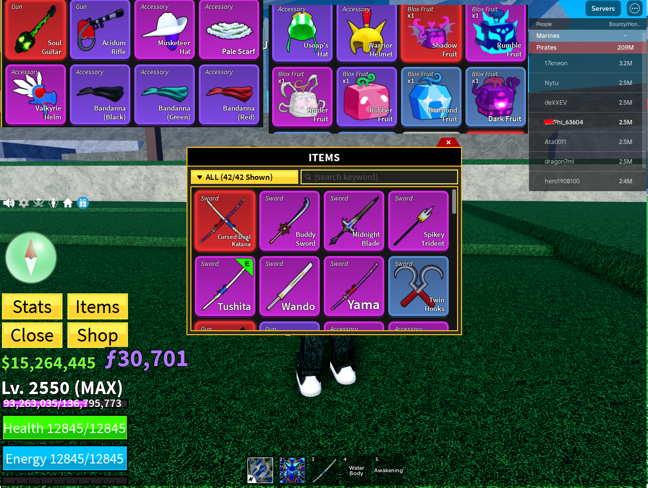 Blox Fruits / 2550lv / Kitsune / V4 Awakening Shark(Fish) FULL Gear ...