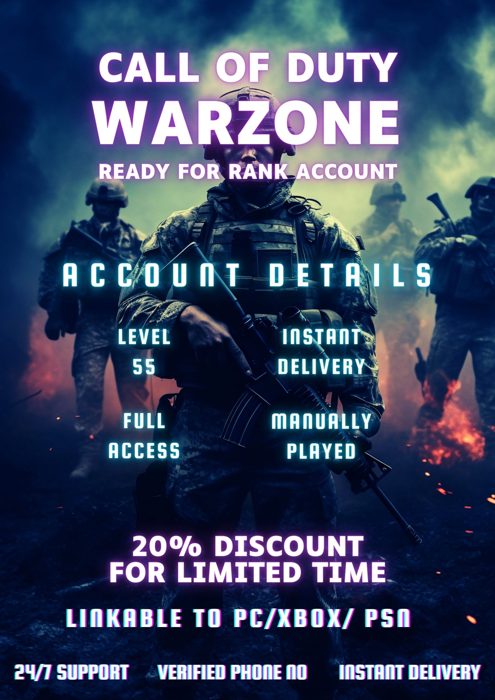 Steam+Activision【 LEVEL 55】| WARZONE 3 |  Ready For Rank | Full Access | Instant Delivery | Phone Verified |