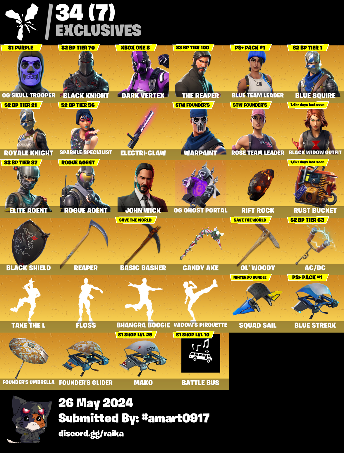 [PC/PSN/XBOX/NINTENDO] 145 SKINS | OG STW | OG SKULL TROOPER | BLACK ...