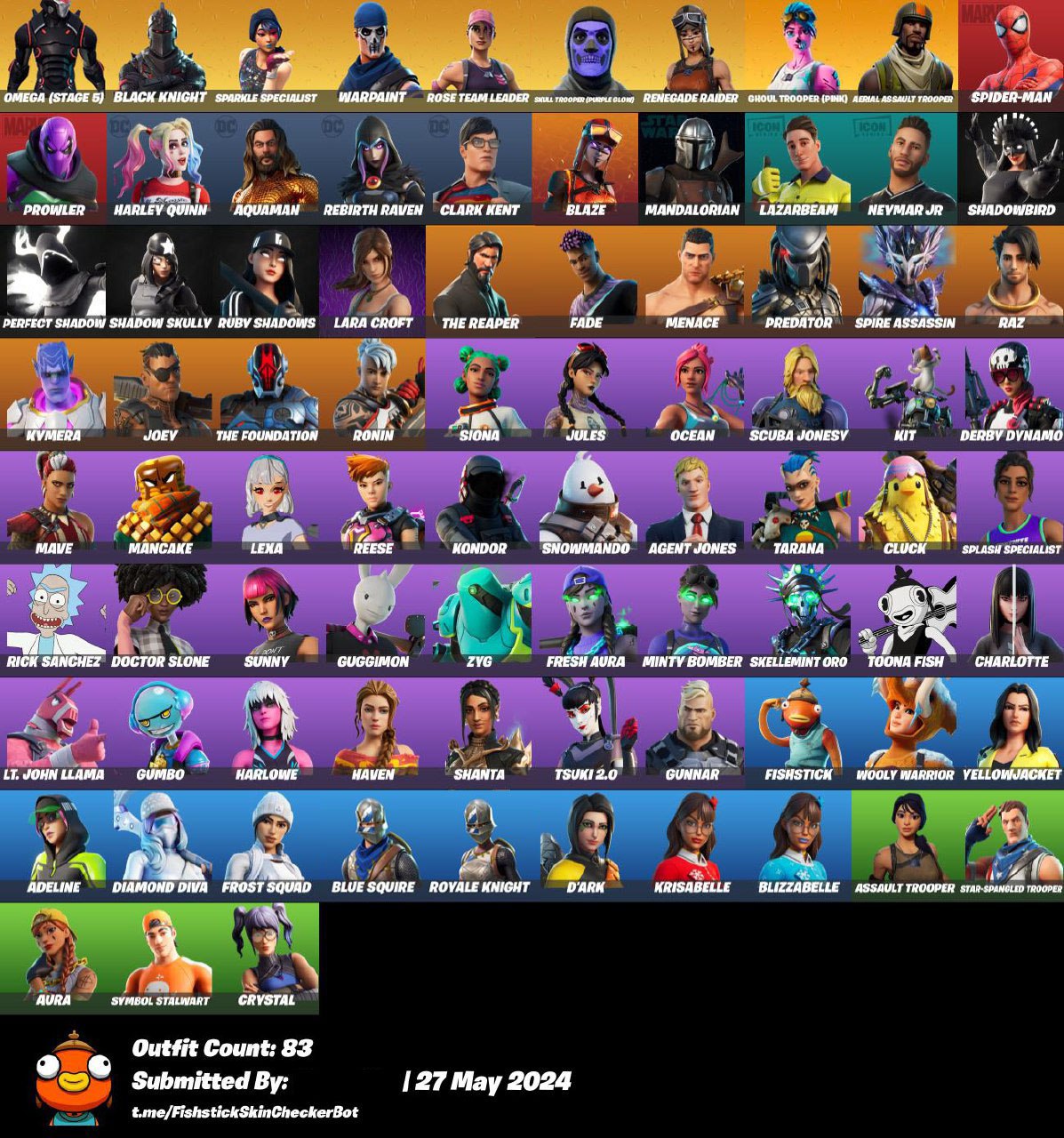 [PC,XBOX,PSN,Nintendo]83 skins+Mail FA+Renegade Raider+OG Skull Trooper ...