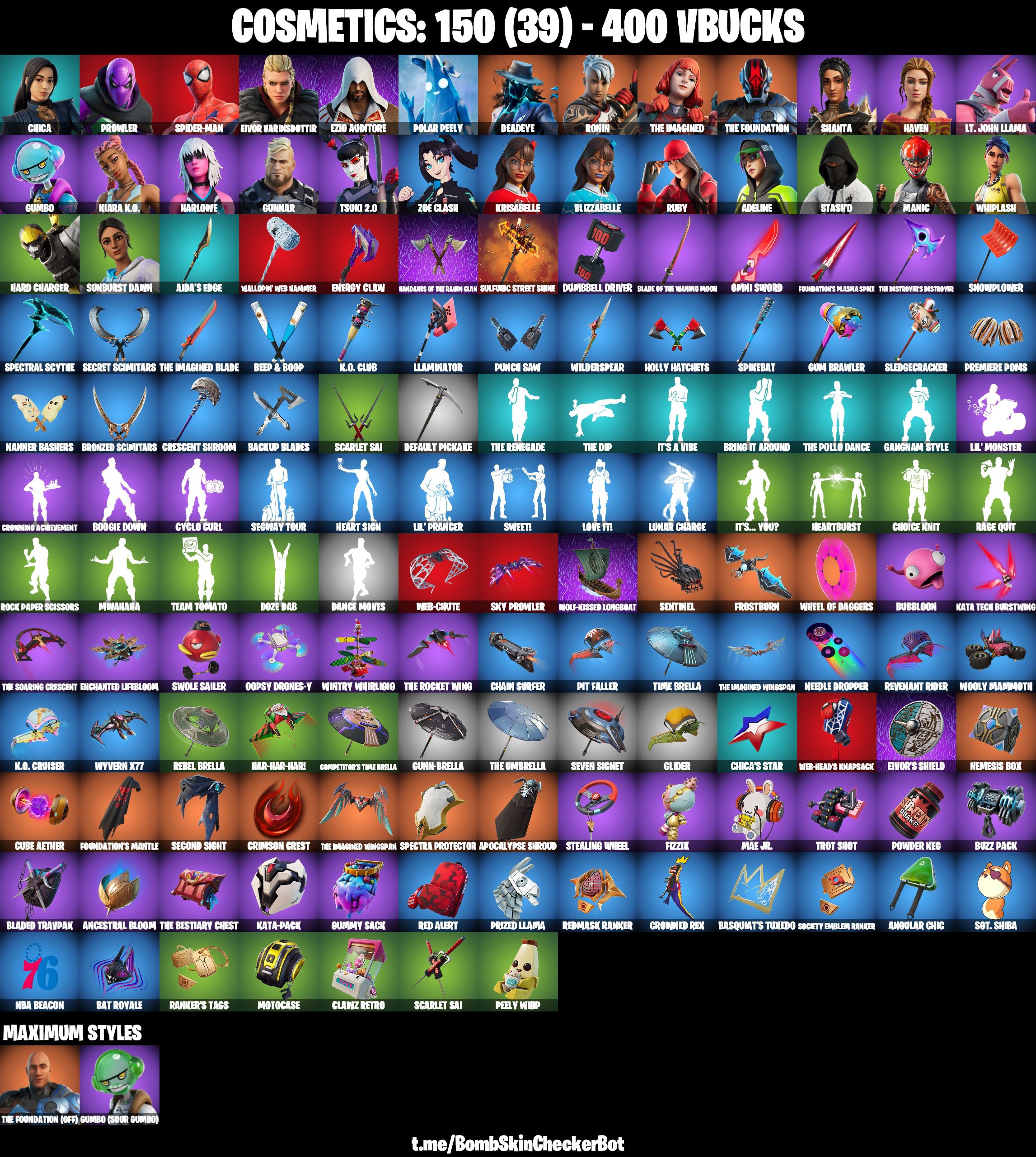 [PC/PSN/XBOX/NINTENDO] 28 Skins | Chica , Spiderman , Polar Peely ...