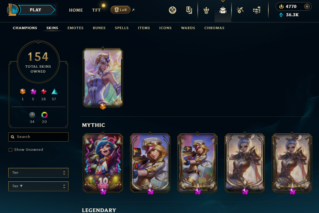 EUW // UNRANKED // PRIME CAPSULES // FULL ACCESS // MAIL CHANGEABLE // SEASON 2 PROFILE ICONS // 5 MYTHIC // 18 LEGENDARY