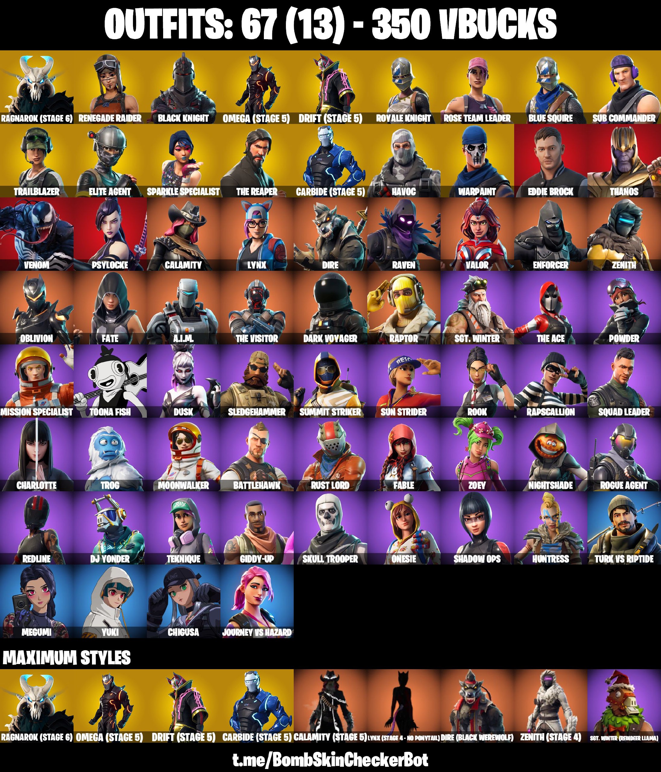 [PC|PSN] 67 Skins | Renegade Raider | Black Knight | AC/DC | Sparkle ...