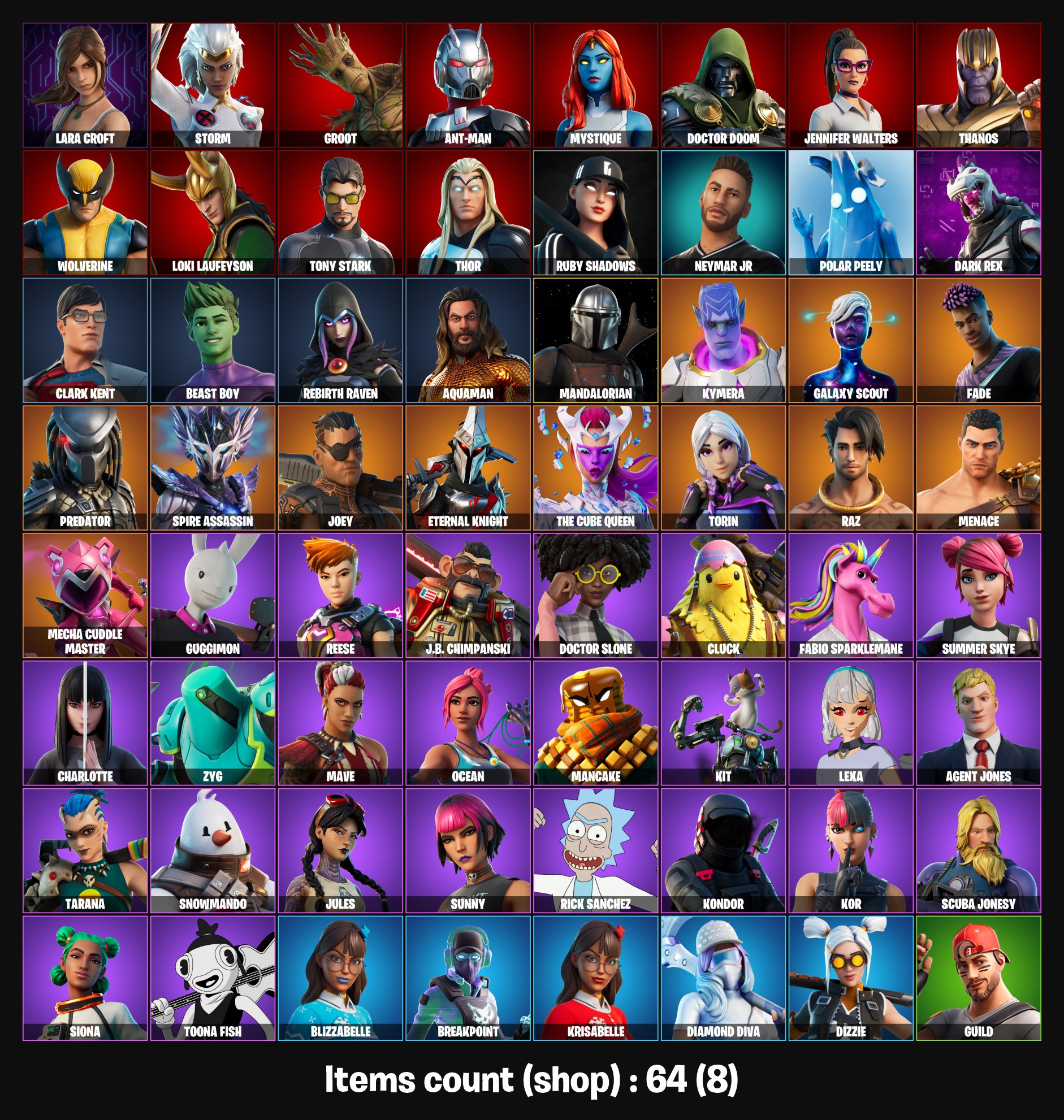 64 SKINS | EMAIL ACCESS | ANT-MAN | BEAST BOY | THANOS | RUBY SHADOWS ...