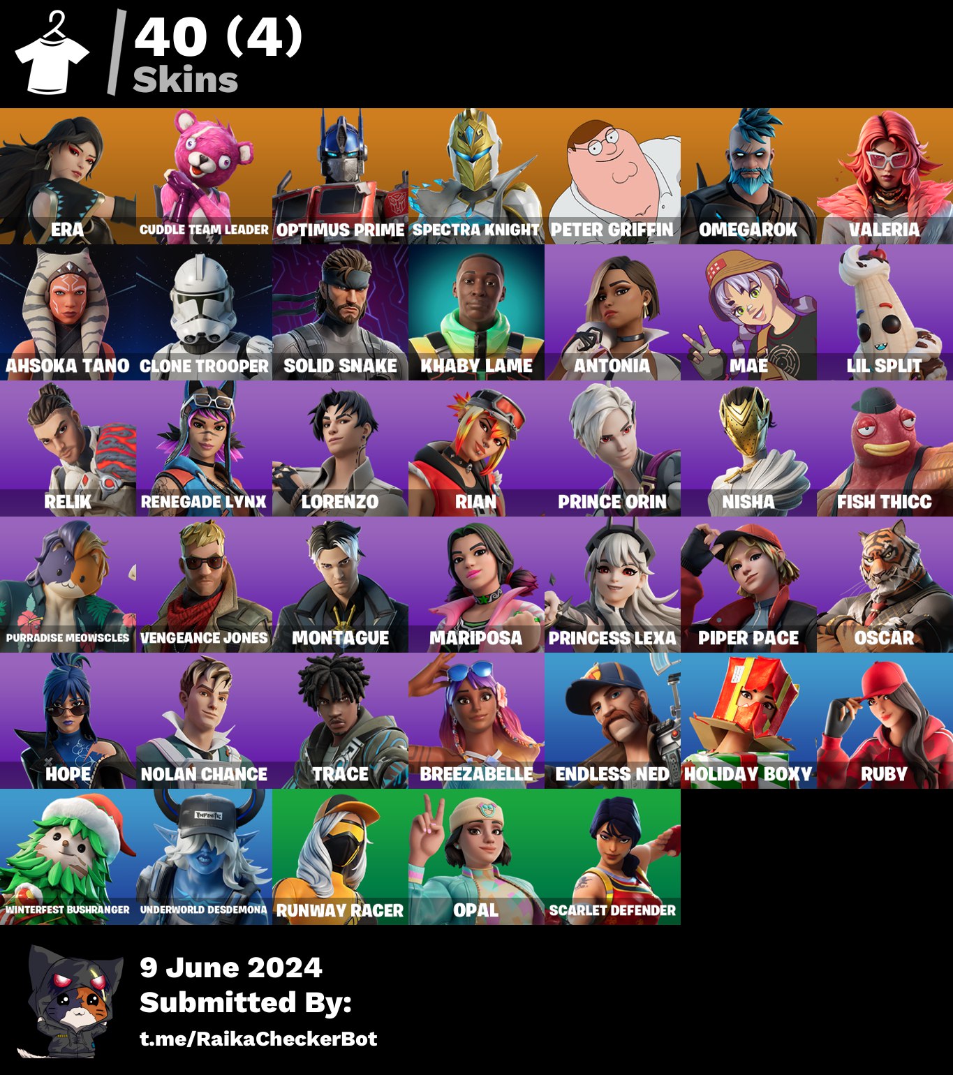 FULL ACCESS [PC/PSN/XBOX] 40 skins | Era | Cuddle Team Leader | Optimus  Prime | Spectra Knight | Peter Griffin | Omegarok | Valeria | 350 VB - iGV