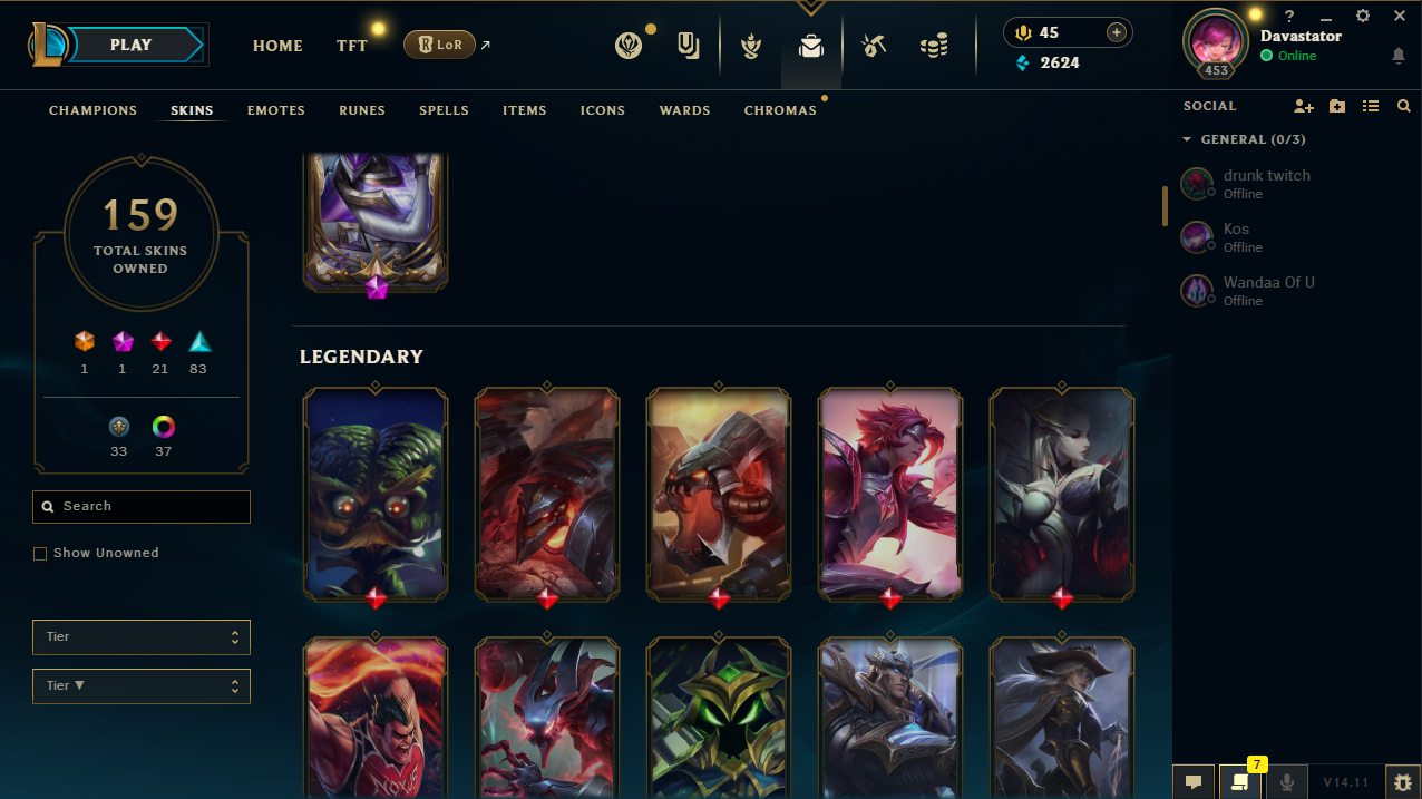 EMAIL CHANGEABLE - EUW - 137 CHAMPIONS - 159 Skins - 2624 BE - HAND LEVELED - SAFE 100% - WARRANTY - ULTRA RARE SKINS