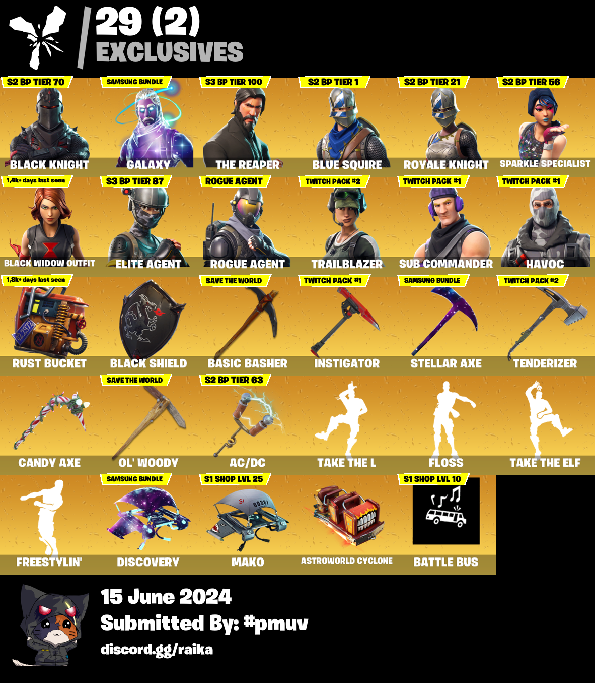 [PC/PSN/XBOX/NINTENDO] 226 SKINS | BLACK KNIGHT | GALAXY | THE REAPER ...