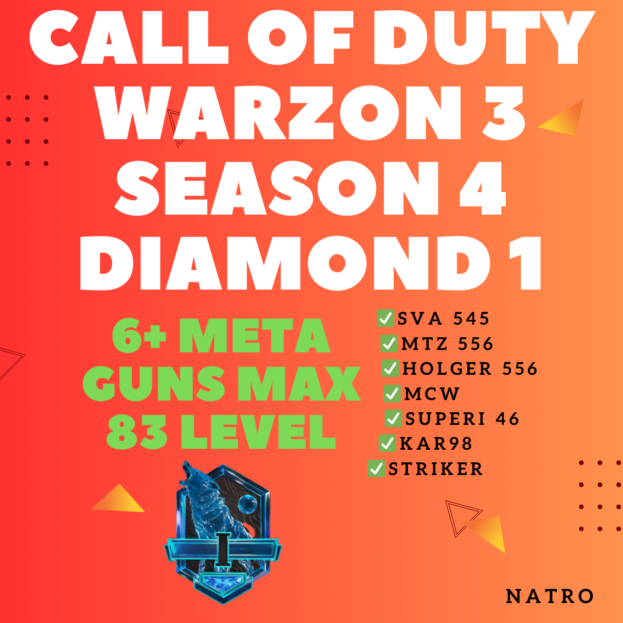 [New warzone 3]-|-Diamond 1 Rank-|-Rank 11-|-88+ Account level-|-6 ...