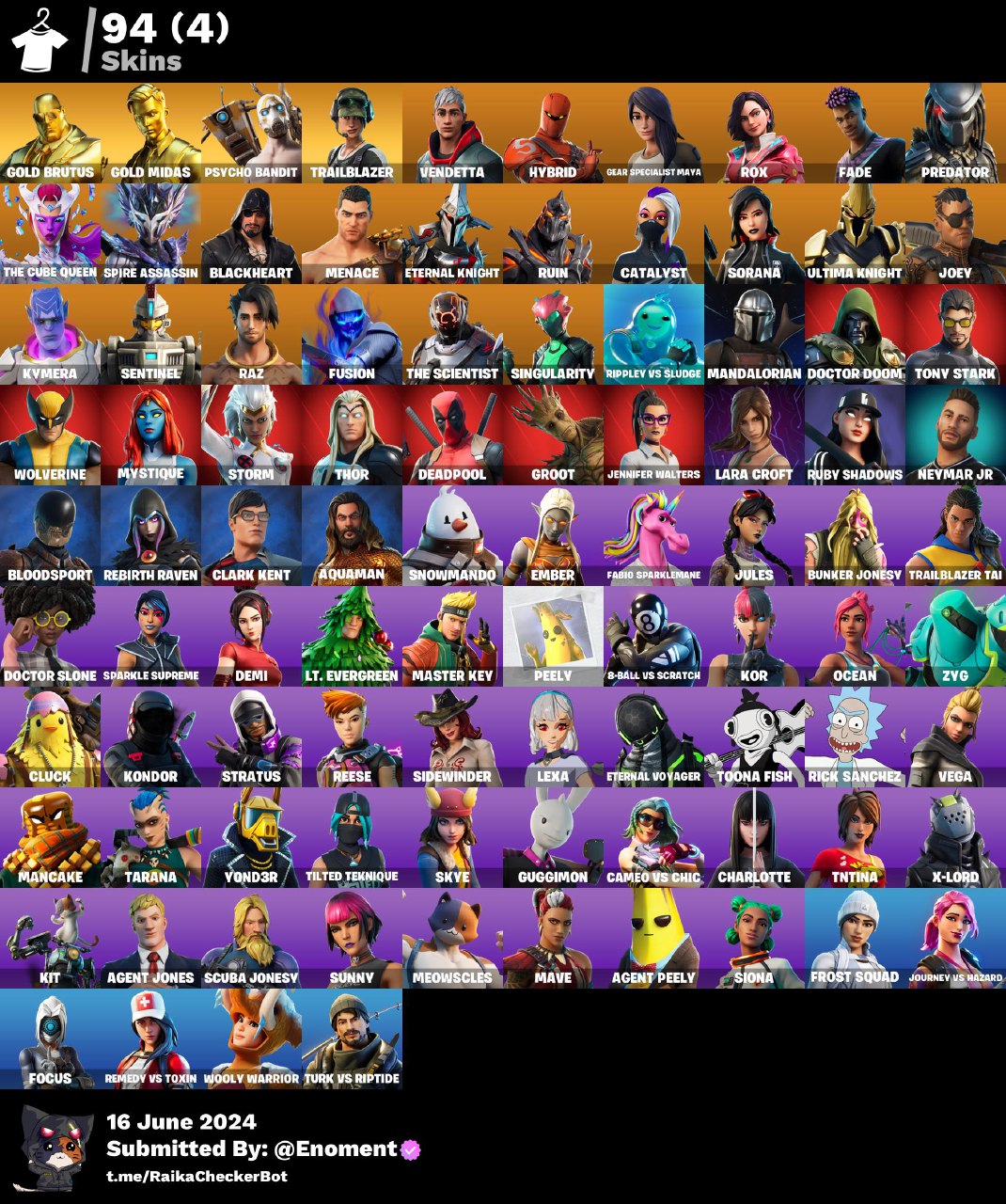 [PC/PSN/NINTENDO] 94 skins | Gold Midas | Gold Brutus | Psycho Bandit ...